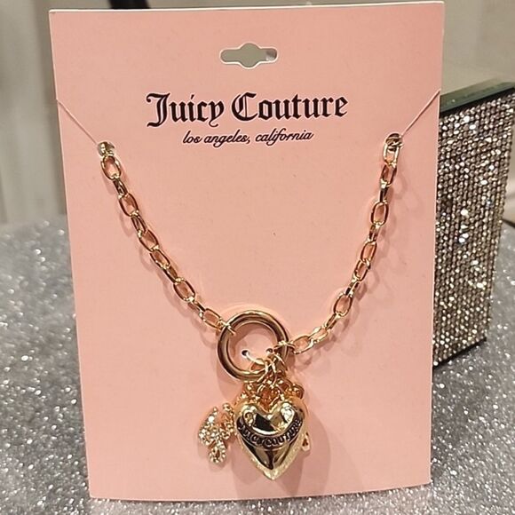 Juicy Couture Logo Heart & Key Charm Necklace - Picture 5 of 7